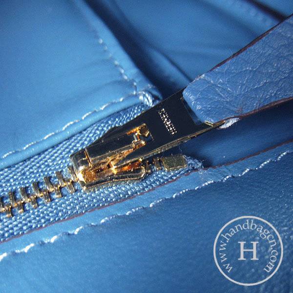 Hermes Birkin 35cm 6089 Medium Blue Calfskin Leather With Gold Hardware