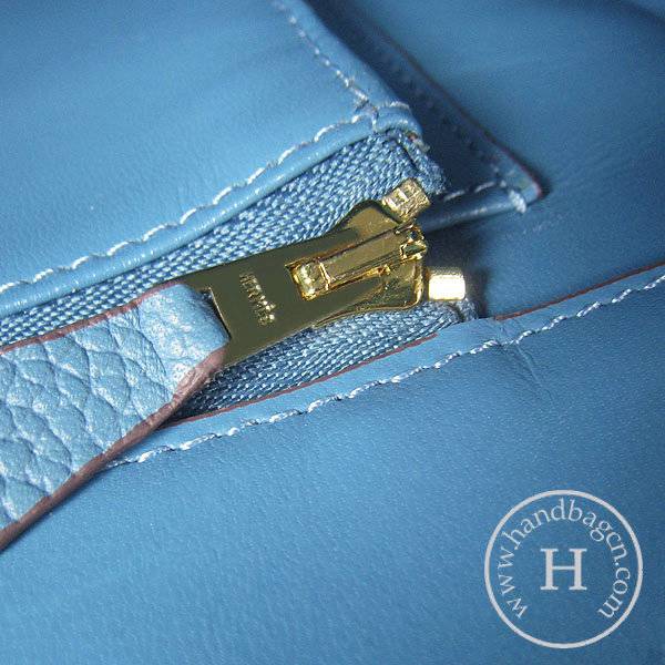 Hermes Birkin 35cm 6089 Medium Blue Cow Leather With Gold Hardware