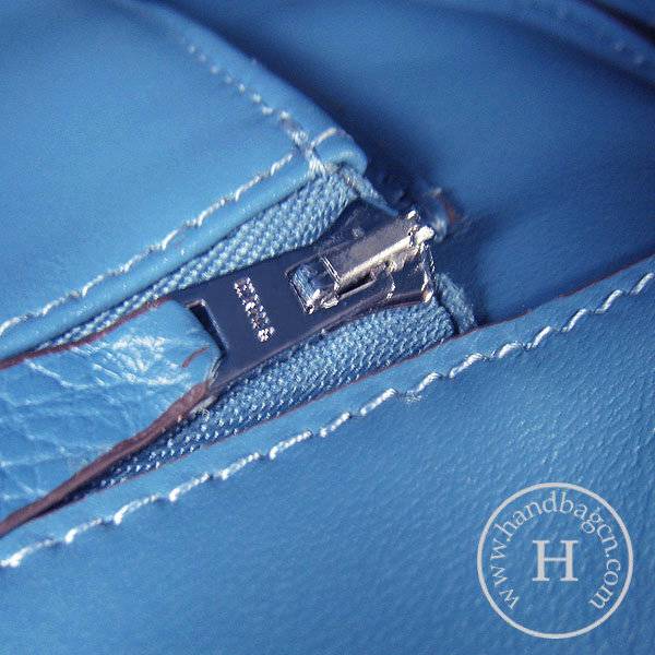 Hermes Birkin 35cm 6089 Medium Blue Calfskin Leather With Silver Hardware