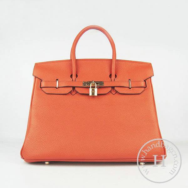 Hermes Birkin 35cm 6089 Orange Calfskin Leather With Gold Hardware