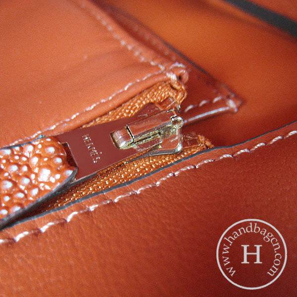 Hermes Birkin 35cm 6089 Orange Pearl Leather With Gold Hardware