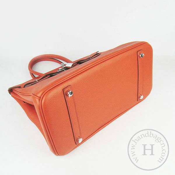 Hermes Birkin 35cm 6089 Orange Calfskin Leather With Silver Hardware