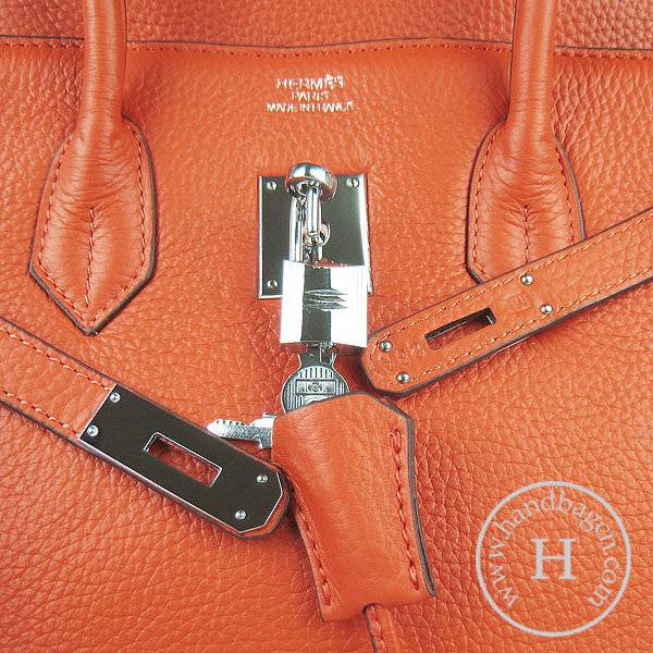 Hermes Birkin 35cm 6089 Orange Calfskin Leather With Silver Hardware - Click Image to Close