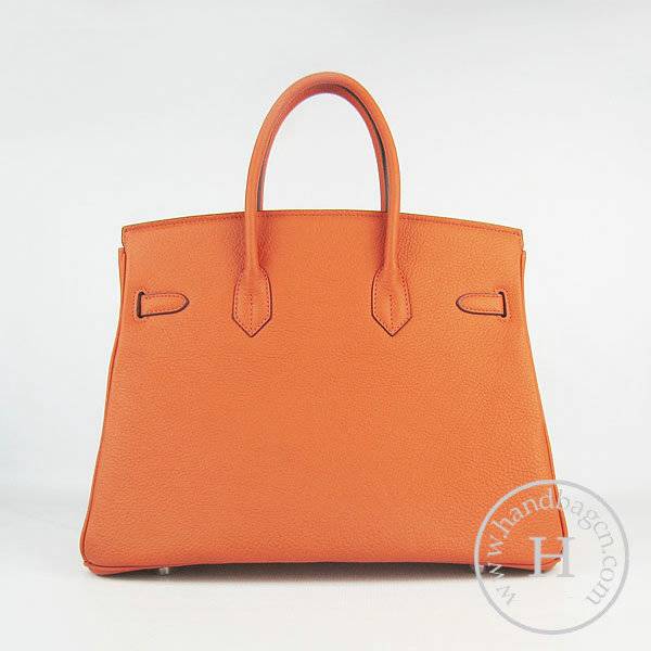 Hermes Birkin 35cm 6089 Orange Cow Leather With Silver Hardware