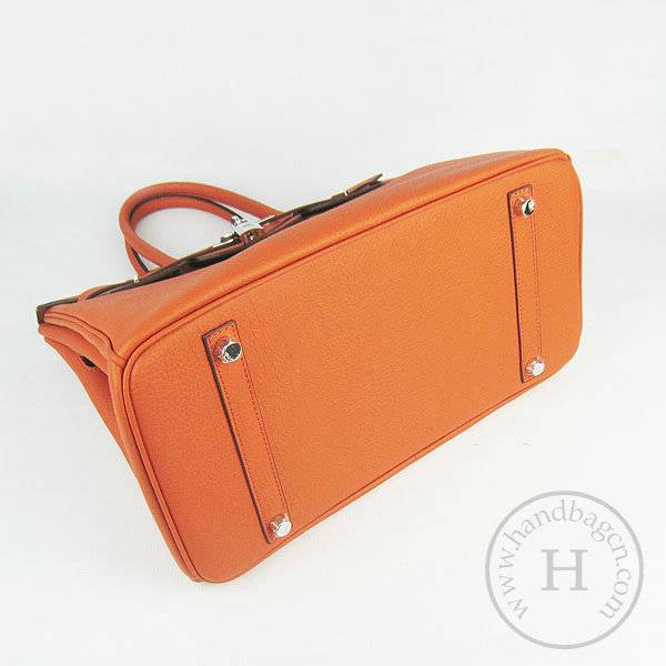 Hermes Birkin 35cm 6089 Orange Cow Leather With Silver Hardware