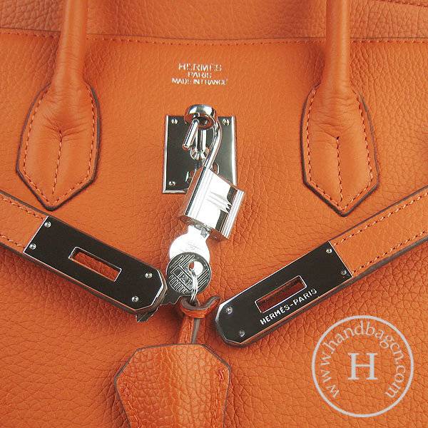 Hermes Birkin 35cm 6089 Orange Cow Leather With Silver Hardware - Click Image to Close