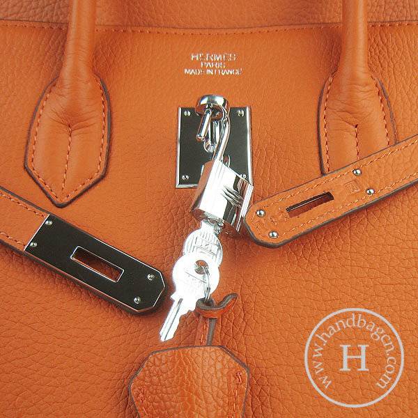 Hermes Birkin 35cm 6089 Orange Cow Leather With Silver Hardware - Click Image to Close