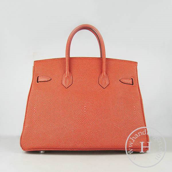 Hermes Birkin 35cm 6089 Orange Pearl Leather With Silver Hardware - Click Image to Close