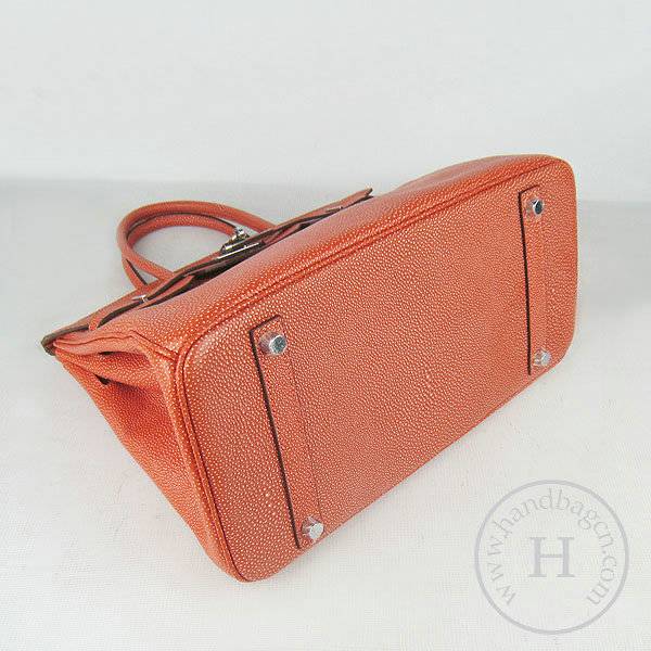 Hermes Birkin 35cm 6089 Orange Pearl Leather With Silver Hardware