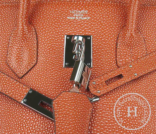 Hermes Birkin 35cm 6089 Orange Pearl Leather With Silver Hardware - Click Image to Close