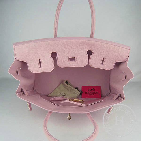 Hermes Birkin 35cm 6089 Pink Calfskin Leather With Gold Hardware - Click Image to Close