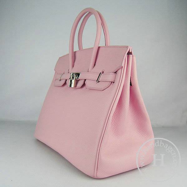 Hermes Birkin 35cm 6089 Pink Calfskin Leather With Silver Hardware