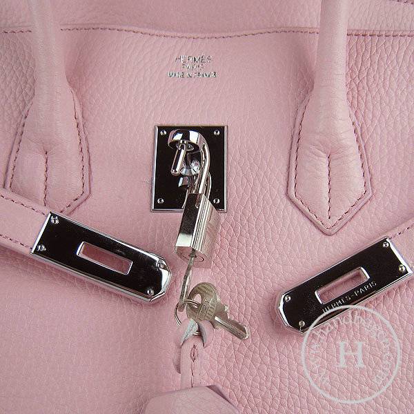 Hermes Birkin 35cm 6089 Pink Calfskin Leather With Silver Hardware - Click Image to Close