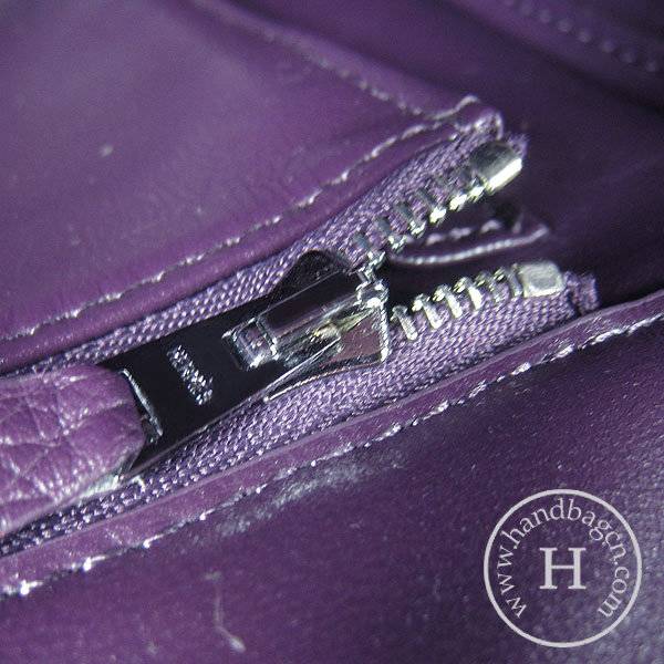 Hermes Birkin 35cm 6089 Purple Calfskin Leather With Silver Hardware
