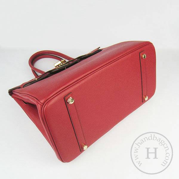 Hermes Birkin 35cm 6089 Red Calfskin Leather With Gold Hardware - Click Image to Close