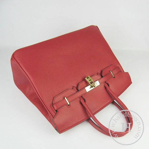 Hermes Birkin 35cm 6089 Red Calfskin Leather With Gold Hardware