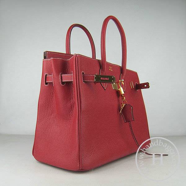Hermes Birkin 35cm 6089 Red Cow Leather With Gold Hardware - Click Image to Close