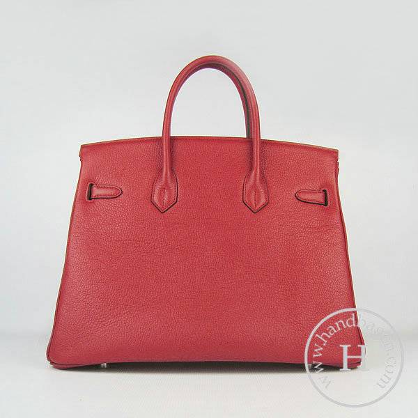 Hermes Birkin 35cm 6089 Red Calfskin Leather With Silver Hardware