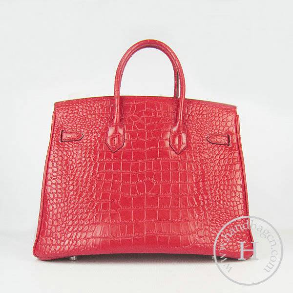 Hermes Birkin 35cm 6089 Red Alligator Leather With Silver Hardware