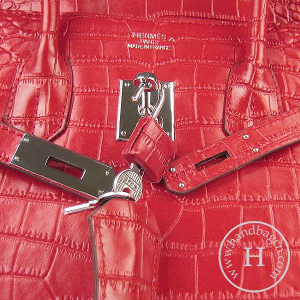 Hermes Birkin 35cm 6089 Red Alligator Leather With Silver Hardware