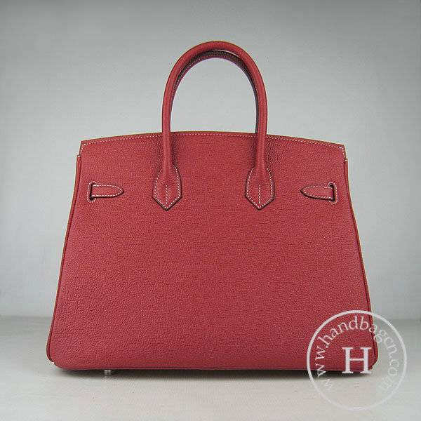 Hermes Birkin 35cm 6089 Red Cow Leather With Silver Hardware - Click Image to Close