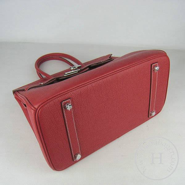 Hermes Birkin 35cm 6089 Red Cow Leather With Silver Hardware