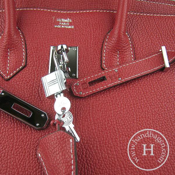 Hermes Birkin 35cm 6089 Red Cow Leather With Silver Hardware
