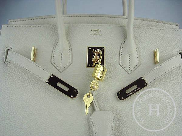 Hermes Birkin 35cm 6089 Cream Calfskin Leather With Gold Hardware