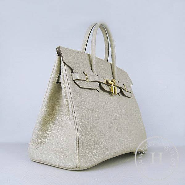 Hermes Birkin 35cm 6089 Cream Pearl Leather With Gold Hardware - Click Image to Close