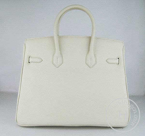 Hermes Birkin 35cm 6089 Cream Calfskin Leather With Silver Hardware - Click Image to Close