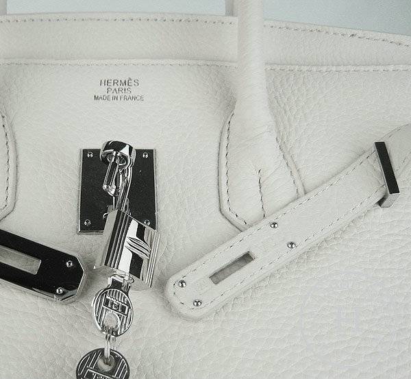 Hermes Birkin 35cm 6089 Cream Calfskin Leather With Silver Hardware