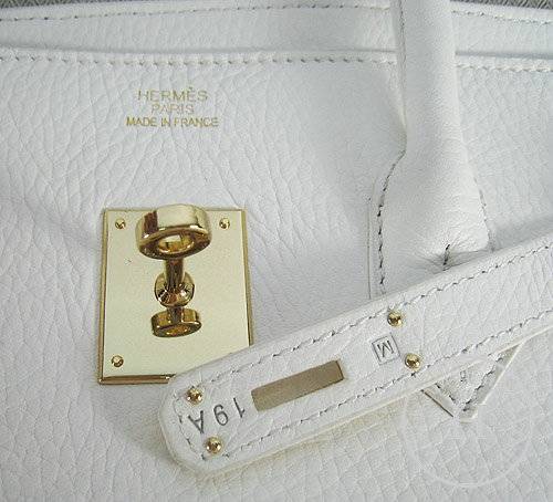 Hermes Birkin 35cm 6089 White Calfskin Leather With Gold Hardware