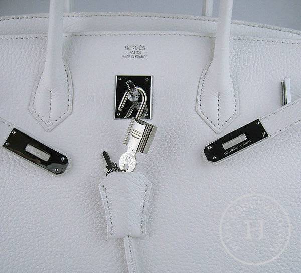 Hermes Birkin 35cm 6089 White Calfskin Leather With Silver Hardware