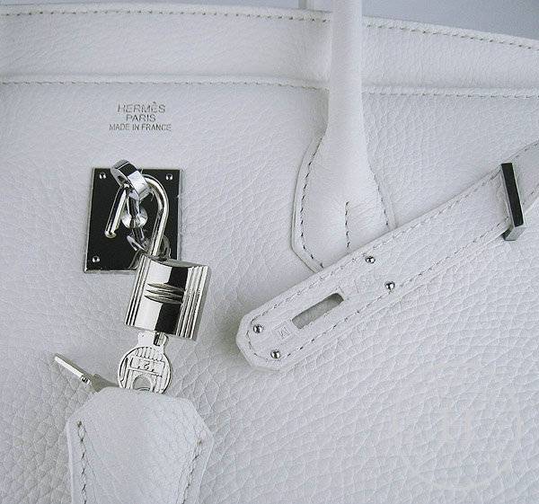 Hermes Birkin 35cm 6089 White Calfskin Leather With Silver Hardware - Click Image to Close