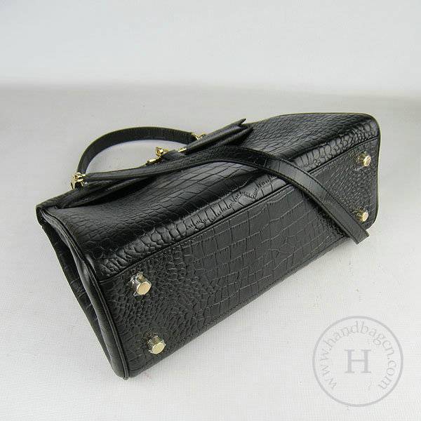 Hermes Mini Kelly 32cm Pouchette 6108 Black Alligator Leather With Gold Hardware
