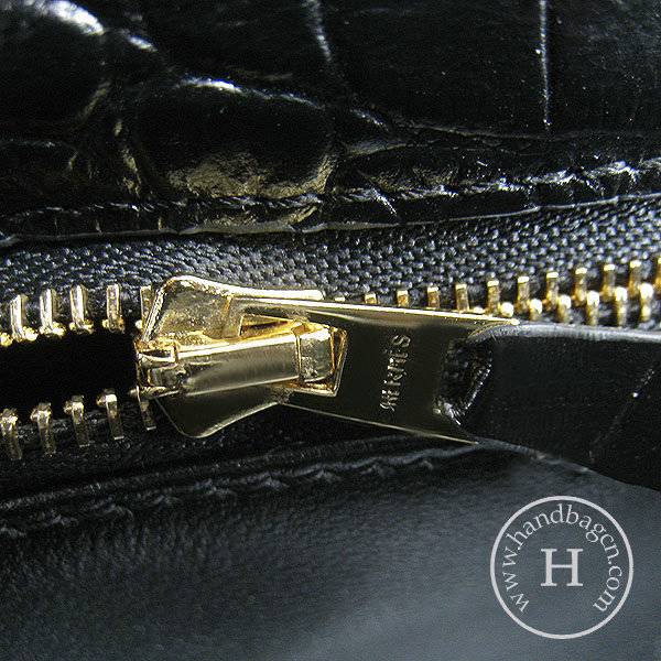 Hermes Mini Kelly 32cm Pouchette 6108 Black Alligator Leather With Gold Hardware - Click Image to Close