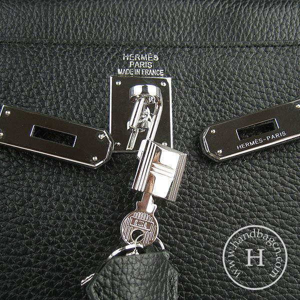 Hermes Mini Kelly 32cm Pouchette 6108 Black Calfskin Leather With Silver Hardware