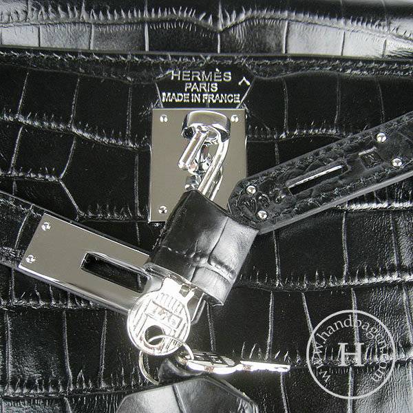 Hermes Mini Kelly 32cm Pouchette 6108 Black Alligator Leather With Silver Hardware