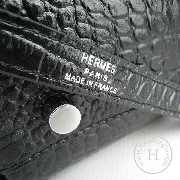 Hermes Mini Kelly 32cm Pouchette 6108 Black Alligator Leather With Silver Hardware - Click Image to Close