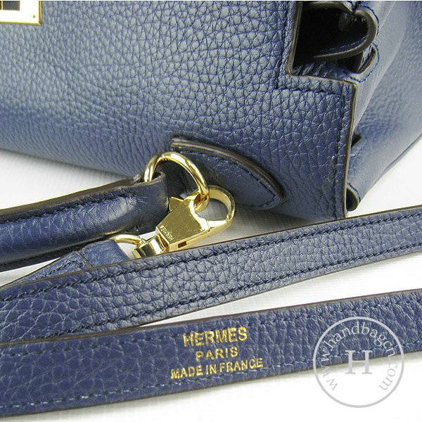 Hermes Mini Kelly 32cm Pouchette 6108 Dark Blue Calfskin Leather With Gold Hardware