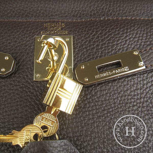 Hermes Mini Kelly 32cm Pouchette 6108 Dark Coffee Calfskin Leather With Gold Hardware