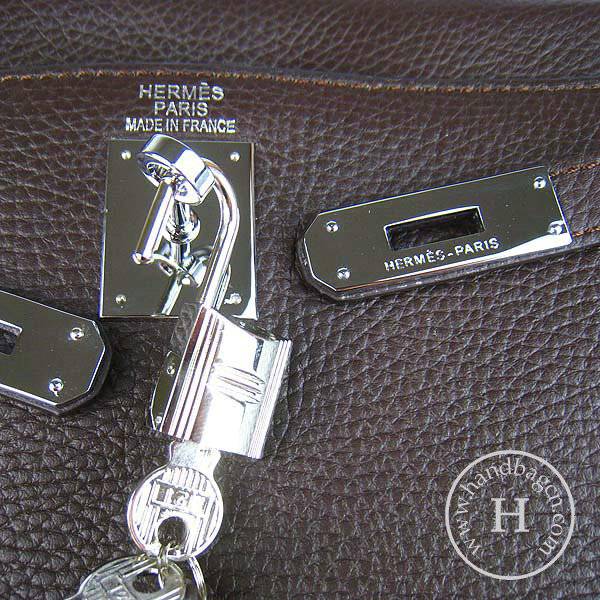 Hermes Mini Kelly 32cm Pouchette 6108 Dark Coffee Calfskin Leather With Silver Hardware