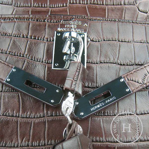 Hermes Mini Kelly 32cm Pouchette 6108 Dark Coffee Alligator Leather With Silver Hardware