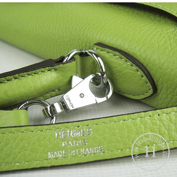 Hermes Mini Kelly 32cm Pouchette 6108 Green Calfskin Leather With Silver Hardware - Click Image to Close