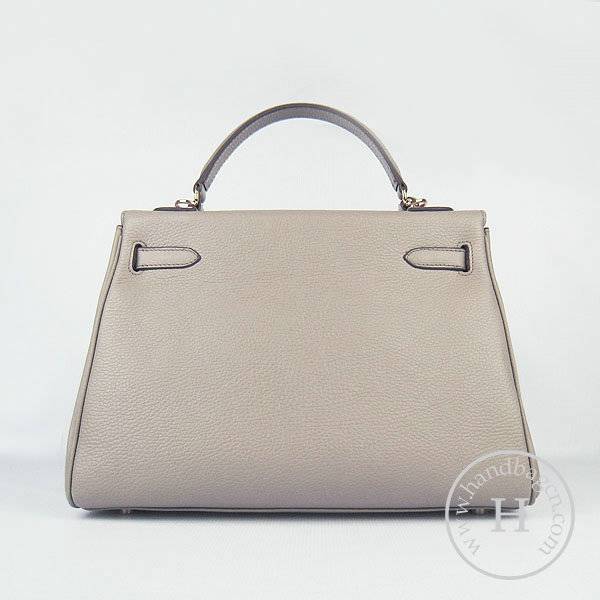 Hermes Mini Kelly 32cm Pouchette 6108 Gray Calfskin Leather With Gold Hardware