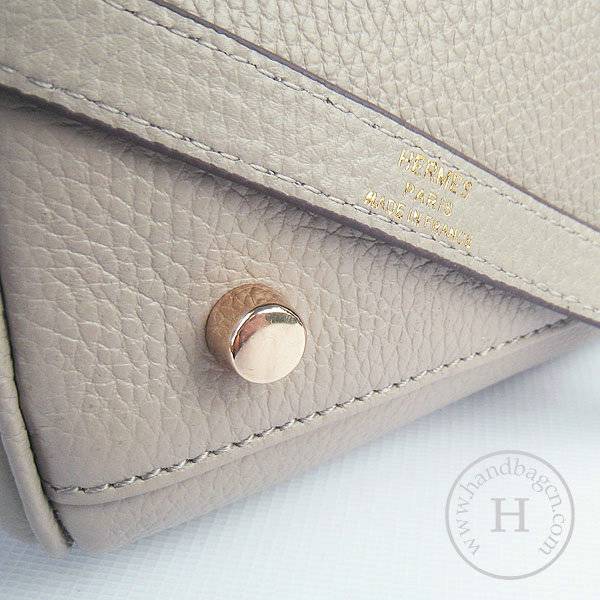 Hermes Mini Kelly 32cm Pouchette 6108 Gray Calfskin Leather With Gold Hardware - Click Image to Close