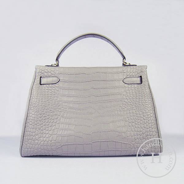 Hermes Mini Kelly 32cm Pouchette 6108 Gray Alligator Leather With Gold Hardware