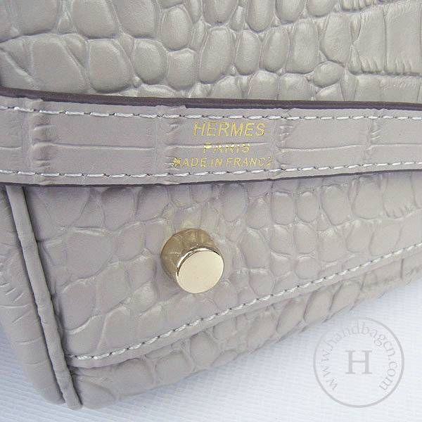 Hermes Mini Kelly 32cm Pouchette 6108 Gray Alligator Leather With Gold Hardware - Click Image to Close