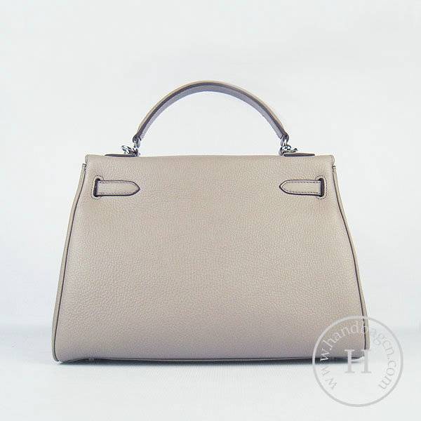 Hermes Mini Kelly 32cm Pouchette 6108 Gray Calfskin Leather With Silver Hardware