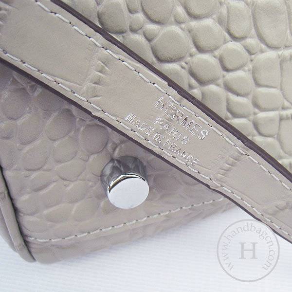 Hermes Mini Kelly 32cm Pouchette 6108 Gray Alligator Leather With Silver Hardware